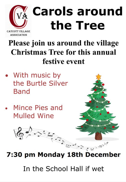 Please Joins Us fro Carols round the tree at 7:30 at the War Memorial or in the School Hall if wet.