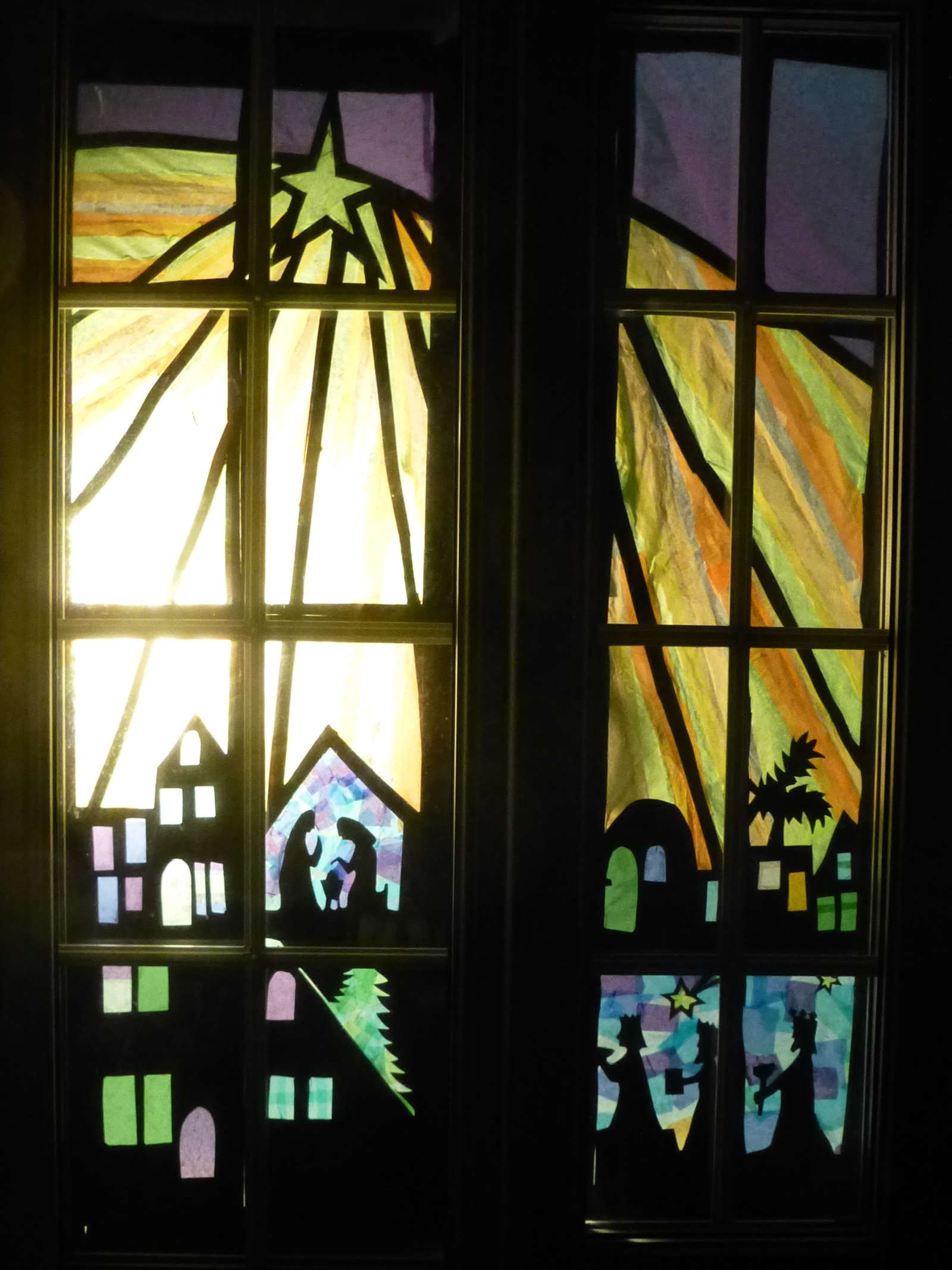 Advent window with start over Bethlehem